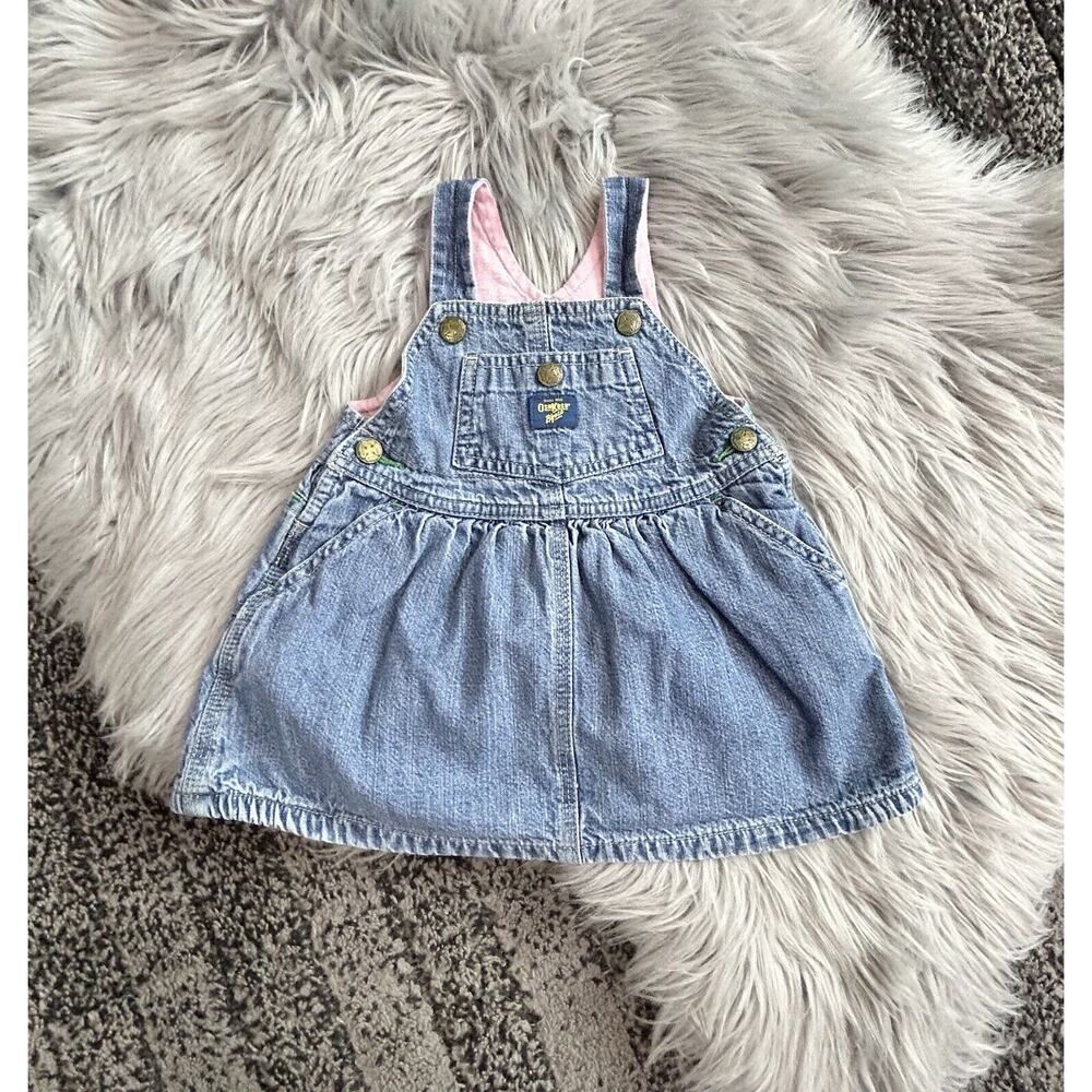 OshKosh‎ B'Gosh Vintage Denim Overall Skirt Size 6/9month Vestbak
